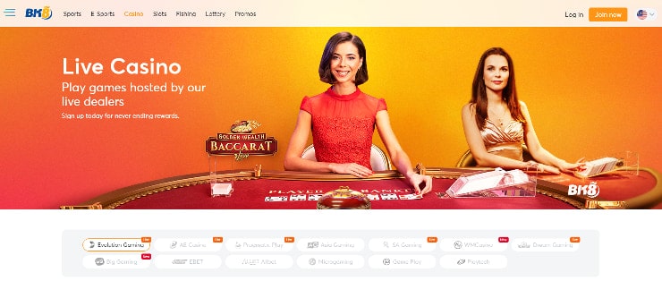 BK8 casino home page