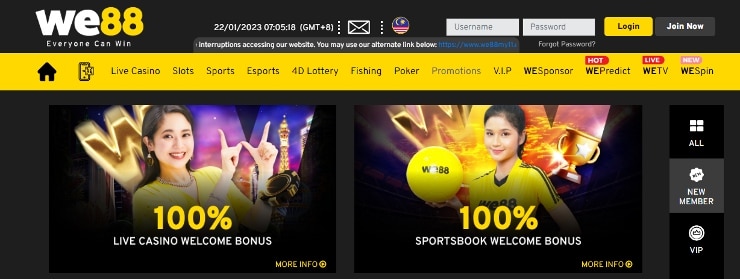 Malaysia Casino Bonus we88