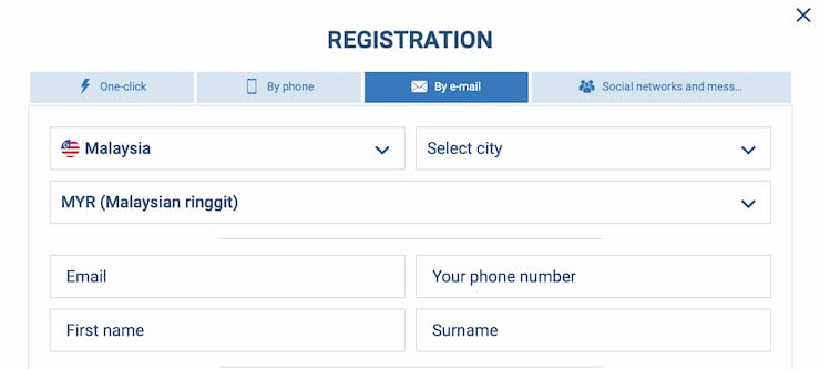 1xBet Registration Page