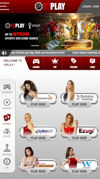 Mobile Casino App Malaysia 12Play