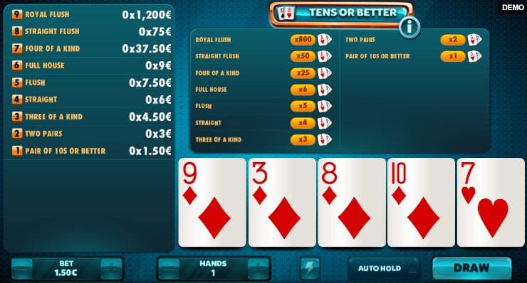 Tens or Better Video Poker MY