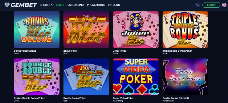 Video Poker Casinos Gembet