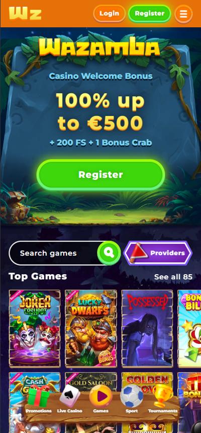 Wazamba casino app