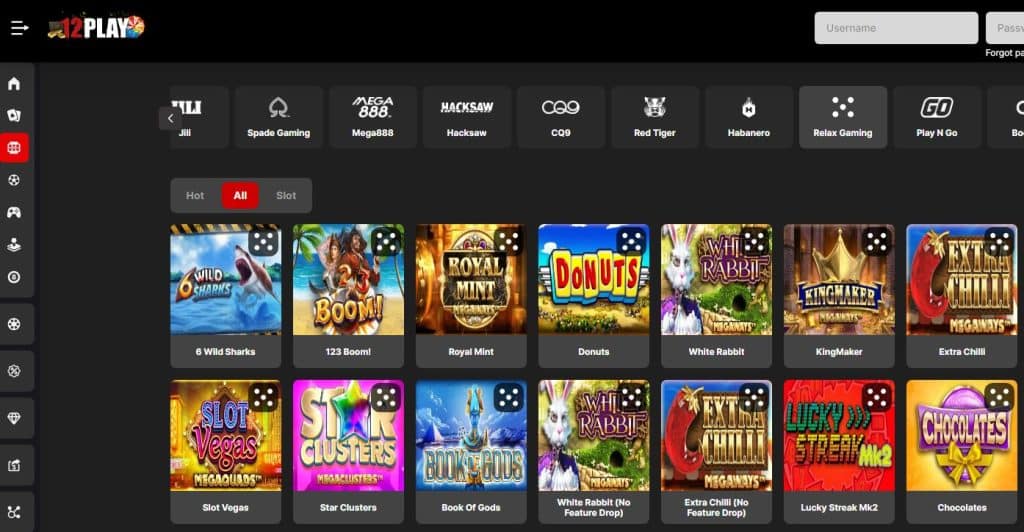 12play relax gaming lobby
