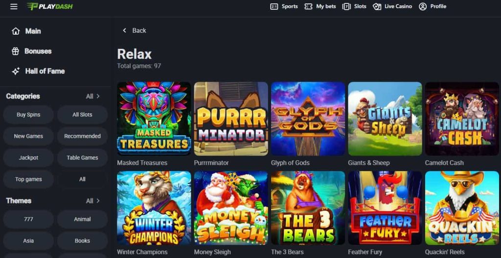 relax gaming playdash