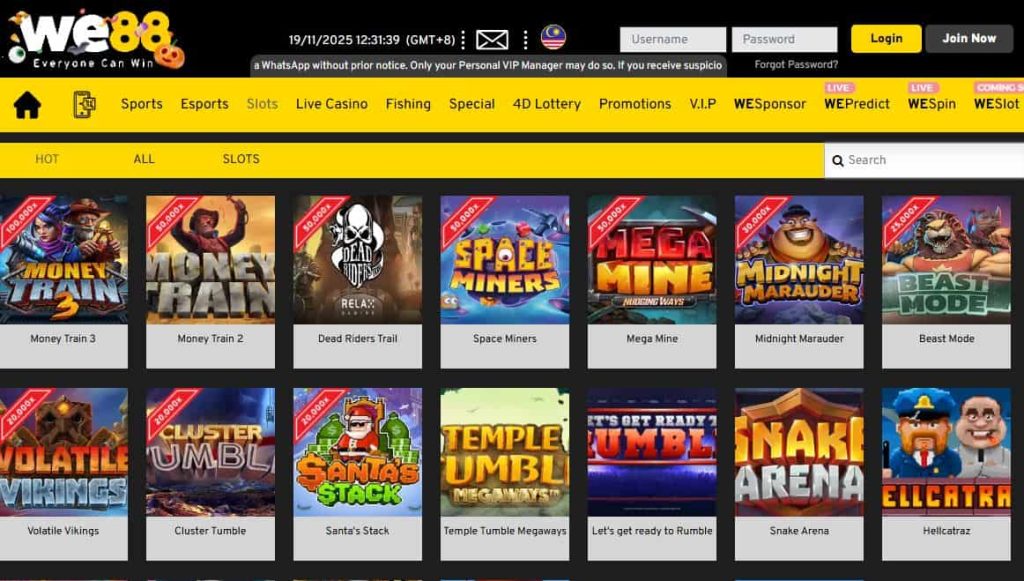 relax gaming slots we88